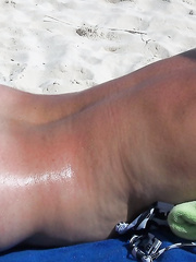My 50 year old wife loves to show off sunbathing outdoors in a bikini