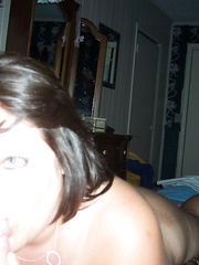 My girlfriend enjoying herself wrapping her lips around cock and suck
