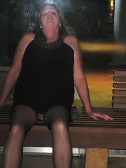 Flashing her big pussy all around City Center in Vegas exhibitionism