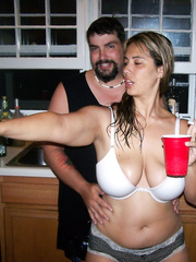 Big tits on this biker slut showing off her sexy body at a party