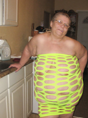 Sexy green with green panties showing off mature amateur bbw