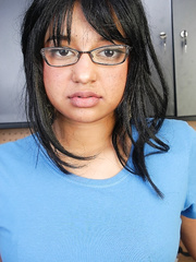 Mexican plumper Lily stripping down to argyle socks to display pink love tunnel