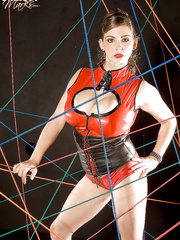 Flexy honey with large flaccid milk cans Christy Marks stripping and posing in nature's garb