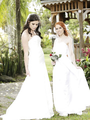 Lesbo pair Kymberlee Anne & Dolly Little having sex after wedding ceremony