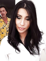 Hawt brunette hair maid Jade Jentzen leaks cum down chin after oral pleasure