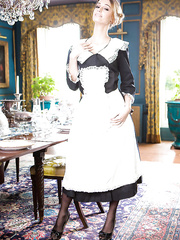 Tall and slim Spanish hottie Erica Fontes stripping off maid uniform