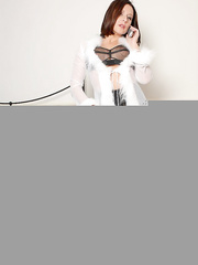 Chic aged mother I'd like to fuck Tia Brody dildos her fur pie in three piece underware combo