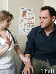 Hawt doctor Sunny Lane in uniform undresses for hawt fucking