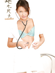 Cute Latin Babe 1st timer Agnes freeing bra buddies and love tunnel from nurse uniform