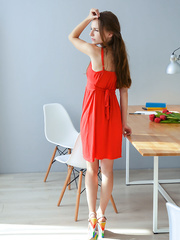 Pleasant legal age teenager angel Sofi Shane uses whatsoever that babe can discover to stimulate her cum-hole