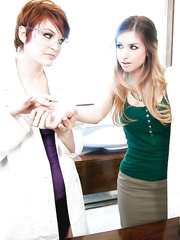 Lesbo office doxies with large love muffins Bree and Stella take up with the tongue their wet cracks