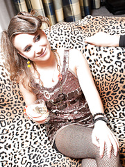 Lewd coed in nylons receives screwed at the wild sex party