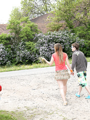 Lengthy legged hot legal age teenager in short costume fucking hardcore outdoors & for spunk fountain