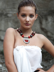 Breasty dark brown Edwige A stripps outdoors & widens legs to air stripped legal age teenager slit