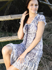 Leggy legal age teenager solo cutie Michaela Isizzu flashing white upskirt pants outside