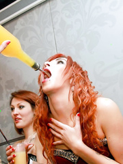 Horny allies receive drunk at the club and engulf weenie in sexy CFNM party act