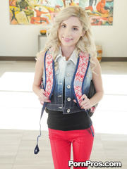 Super-small gal Piper Perri undresses right after enters home after college