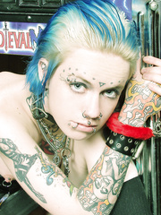 Punk angel Rachel Face is left exposed and handcuffed to a pinball machine