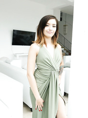 Green eyed legal age teenager Zara Brooks acquires on her knees to perform intensive pov irrumation