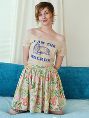 Cute smiley Compassion West toys lustful cunt with sextoy & masturbates with sextoy