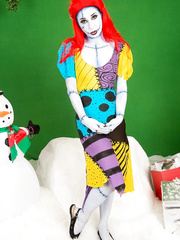 Nasty monster Joanna Girl receives down and messy with a snowman