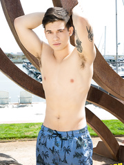 Legal Age Teenager solo lad Galen sports a big 10-Pounder that is standing at attention