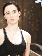 Dark Brown female ends up suspended by ropes whilst this babe was doing yoga