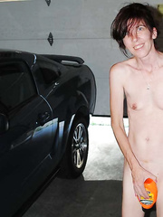 Doing a naked car waxing again and some flashing outdoors