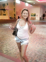 Asian Cutie Mayumi showing her sexy legs and hairy fanny