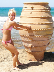 Sexy blonde BI swinger wife SELINA very hot body naked at the beach