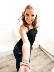 Perverteds legal age teenager Sofi Goldfinger wears a necktie during anal sex and watersports