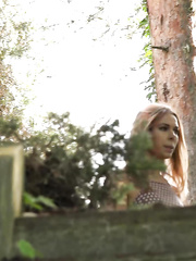 Cute blond Ani Darksome gives exposed upskirt whilst pissing in public