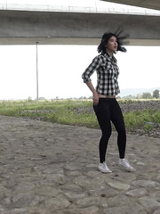 Angel with dark hair acquires caught taking a make water outdoors on security webcam