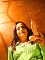 Darksome haired angel hikes up her plaid petticoat during pee games with stepbrother