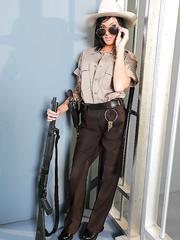 Insanely hawt playgirl in sheriff uniform Juelz Ventura denudes firm milk shakes