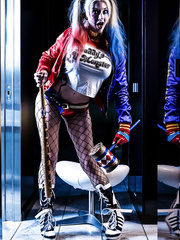 Alt model Leyla Falcon exposes her bog tits and booty in fishnet nylons