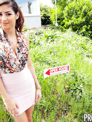 Dark Brown real estate agent Nina North wears cum on love melons after showing a home