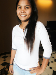 Oriental dilettante with a hairless fur pie copulates a sex tourist from a POV perspective