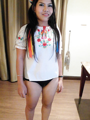 Oriental hottie Aziza replaces flowers on her head with cum on her wet crack