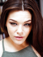 Tiny dark brown Kimber Woods receives undressed in advance of taking a 10-Pounder in hand POV style