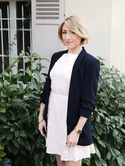 Aged French woman wears a brassiere and tan stocking s during the time that riding on top a jock