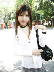 Japanese legal age teenager Miyo flashes her love melons and pants in solo act