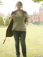 Thick British woman disrobes exposed in a park within the town restrictions