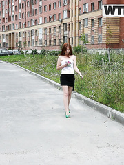 Pale redhead Gabbana sucks off a ramrod after sex in backseat of a car