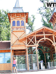 Slim cutie and her  ally duck into the woods to fuck