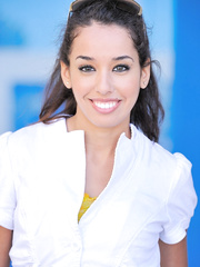 Ten angel with a priceless smile goes topless on a sidewalk in advance of baring her wazoo