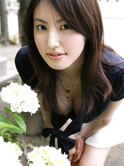 Japanese legal age teenager Takako Kitahara exposes upskirt pants on slip at playground