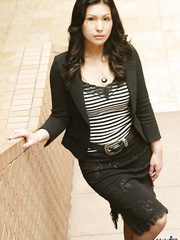 Japanese legal age teenager Chinami releases her good meatballs in lace underclothing