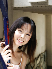 Pleasant Japanese legal age teenager Yui Hasumi wears a smile whilst showing her bushy bush