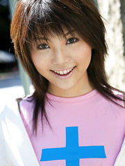 Cute Japanese hotty Azumi Harusaki exposes her up petticoat pants outdoors